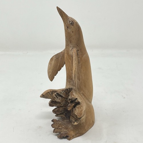 Carved wooden penguin - wooden, vintage