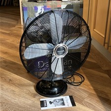 Retro Vintage Desk Fan 16” Diameter Black - Good Cond  - Original Box/ Details 