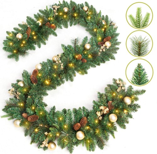 9ft pre lit christmas - lit, garland