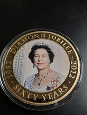 2013 Cook Islands Diamond Jubilee five 5 dollar Gold plated Proof Coin