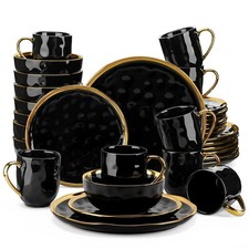 16/32 Piece Black Porcelain