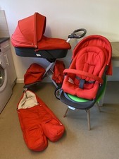 Stokke Xplory Red V3 Stroller / Pushchair + Extras