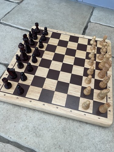 Wooden chess board and pieces - chess,