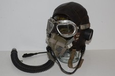 WW2 RAF FLYING HELMET C WIRED LOOM WW11, RECEIVERS PILOT GOGGLES OXYGEN MASK