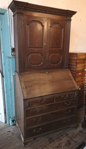 Oak bureau bookcase georgian - bureau,