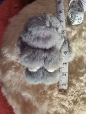 Grey Real Rabbit Fur Key Bag Charm Pendant, Very Soft And Fluffy