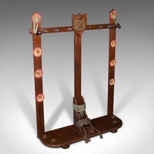 Vintage Barcelona Polo Mallet Stand, Spanish, Oak, Tack, Coat Rack, Mid Century