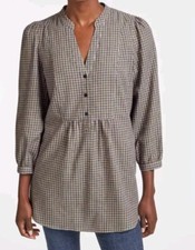 Cefinn Top Tunic relaxed style Longline Brown Uk 6 8 S XS Cotton city