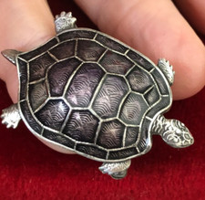 Lovely Vintage Catherine Popesco of France Signed Enamel Turtle Brooch