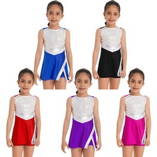UK Kids Girl's Tennis Cheerleading Dance Dress Fancy Dresses With Shorts Outfit