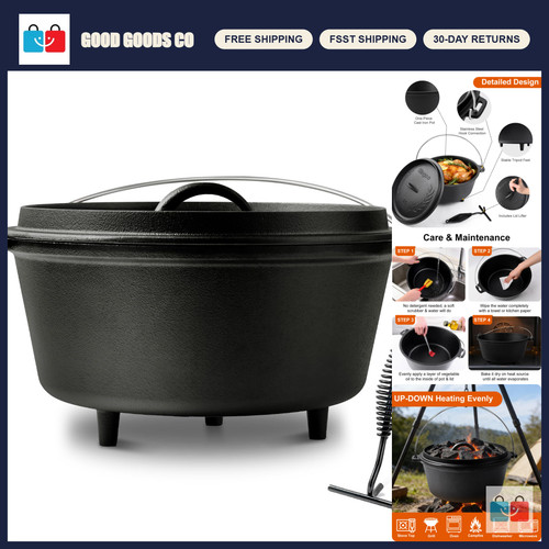 10qt large pre seasoned - pre-seasoned, cast