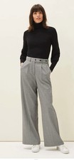 PHASE EIGHT Karrie Dogtooth Wide Leg Trousers UK 16 High Waist Side Pockets VGC