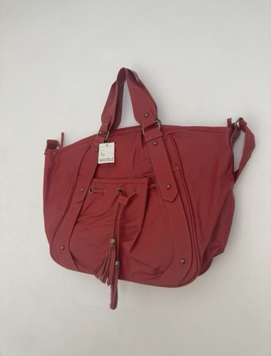 Red handbag with shoulder - handbag,