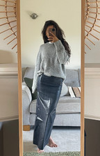 Topshop Womens Denim Stretchy Maxi Skirt In Coated Indigo RRP £48