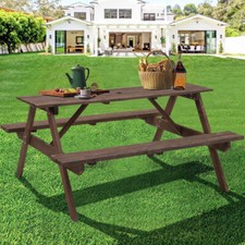 Garden Patio Pub Picnic Wooden Table & Chair Set Outdoor Restaurant Party Bench