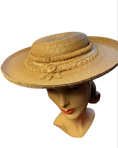 1950s ladies straw hat - 1950s,