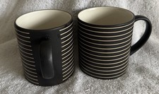 Denby. Intro Stripes Mugs x 2. Brown & Cream 