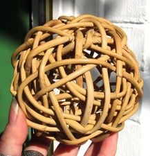 Large Wicker Woven Strand Rattan Sphere Decorative Ball Crafts Upcycle Rustic