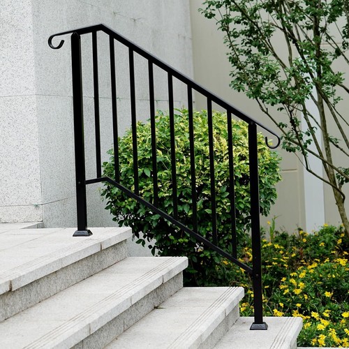 Black metal mobility handrails - black,