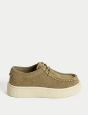 Marks & Spencer Boys Beige Leather Flat Boat Boys Shoes - M&S