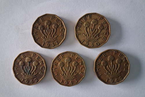 Three pence coins 1937 - pence, 1940