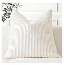 1x Corduroy Striped Velvet Cushion Cover Corduroy Pillow Case 45x45cm Cream