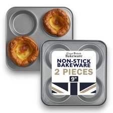Yorkshire Pudding 2x 4 Cup Muffin Double Non Stick Pan Tin Tart Dessert Bun Tray