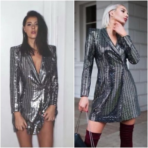 Zara metallic silver sequin - zara,