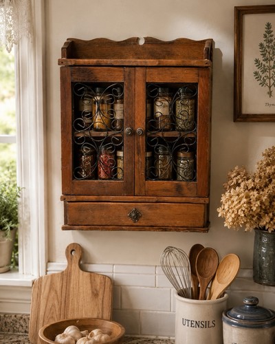 Vintage wooden wall - spice, rack