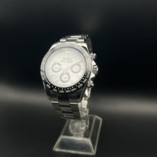 Seiko Chronograph 40mm Watch Mod Custom Panda White Stainless Oyster Sports