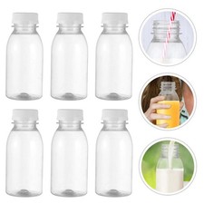 6 / 12 / 24 Pcs Small Bottles with Lids Milk Bottles Clear Caps Fruit Juice Mini