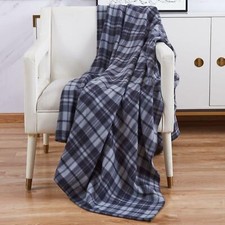 Grey Check Fleece Blanket Soft