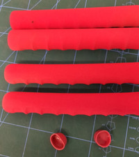 Vintage Red Foam Handlebar Grips Drop Bars Red with "Finger" Grips & Bar Plugs