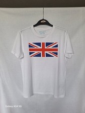 Primark Cares Kids Unisex White Union Jack Summer Tshirt Top Age 8-9 Years