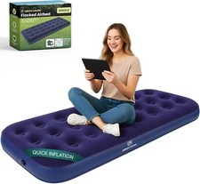 Inflatable Flocked Air Bed Single/Double Blow Up Camping Airbed RETURNED