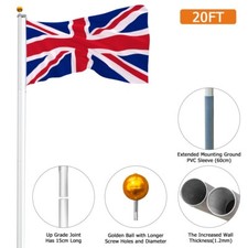 6.1M/20FT Adjustable Sectional Flagpole Kit with 2 GB Flag for Courtyard Outdoor
