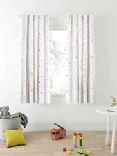 John Lewis Polka Dots Hidden Tab Top Blackout Lined CURTAINS W167 x Drop 137cm