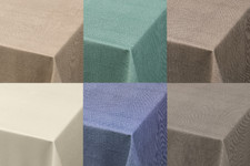 PLAIN LINEN WOVEN PVC WIPE CLEAN TABLE CLOTH THICK TEXTURED PRINT MODERN DINING 