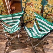 Vintage Gadabout Andrews Maclaren Green Folding Walking Stick Camping Chair X2