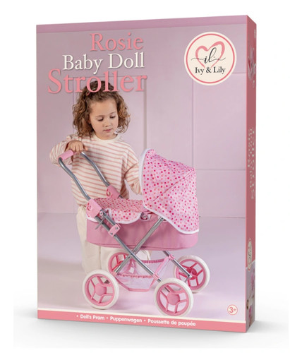 Pink rosie doll - doll, pram