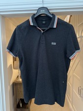 Mens Large Grey Hugo Boss Black Label Cotton Polo T Shirt - immaculate condition
