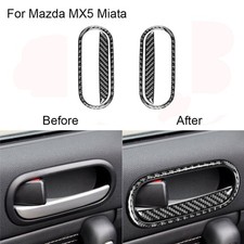 4Pcs For Mazda MX-5 Miata 2009-2015 Carbon Fiber Inner Door Handles Cover Trim