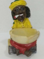 Sitting Bob Marley Style Blunt smoking Rasta Man Resin Ashtray