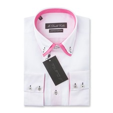 MENS OXFORD SHIRT SMART CASUAL DOUBLE CONSTRAST COLLAR LONGSLEEVEE