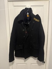 Superdry Navy Label Black Overcoat Jacket Size S