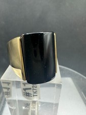 Mens gold onyx ring jet 18kt