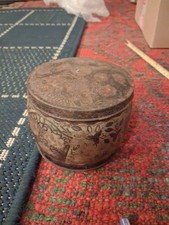 Empty Vintage William Crawford & Sons Biscuit Tin Height 9+cm Dia. 11cm