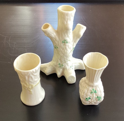 Belleek vases yellow - belleek,