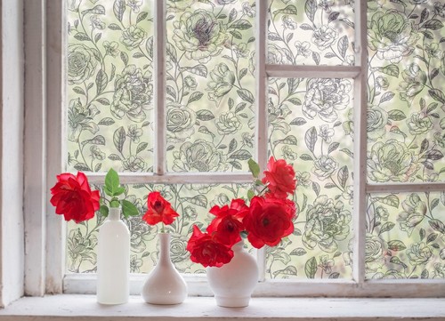 Rose peony privacy window film - privacy,
