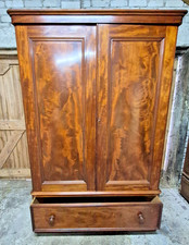 Antique mid-Victorian mahogany linen press/gentleman wardrobe